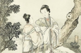 Một phần bức tranh cuộn “Thanh nữ tố nga” của Trương Đình Ngạn thời nhà Thanh. (Ảnh: Tài sản công)