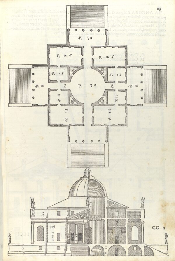 “Biệt thự Almerico” (Biệt Thự La Rotonda) từ “I quattro libri dell’architettura” (“Bốn Cuốn Sách Về Kiến Trúc”), năm 1570, của kiến trúc sư Andrea Palladio. Tranh khắc gỗ của các tác giả Christoph Krieger và Johann Chrieger. Tờ: 11 5/16 inch x 7 11/16 inch. Di sản của W. Gedney Beatty, năm 1941, Viện bảo tàng Mỹ thuật Metropolitan, New York. (Ảnh: Tài sản công)