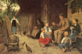 Tác phẩm “Grandfather Telling a Story” (Nghe ông kể chuyện) của họa sĩ Albert Anker, năm 1884. Tranh sơn dầu trên vải canvas. Bảo tàng Mỹ thuật Bern. (Ảnh: Art Renewal Center)