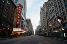 Nhà hát Chicago bị đóng cửa ở Chicago, Illinois, vào ngày 21/03/2020. (Ảnh: Kamil Krzaczynski/AFP qua Getty Images)