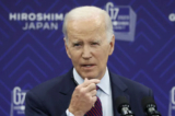 Tổng thống Joe Biden trình bày trong một cuộc họp báo sau Hội nghị thượng đỉnh các nhà lãnh đạo G7 ở Hiroshima hôm 21/5/2023. (Ảnh: Kiyoshi Ota/Pool/AFP qua Getty Images)