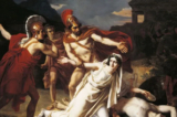 Tác phẩm “Antigone Buries Polynices” (Nàng Antigone chôn cất anh trai Polynices) của họa sĩ Sébastien Norblin, năm 1825, Paris, National School of Fine Arts. (Ảnh: US-PD)