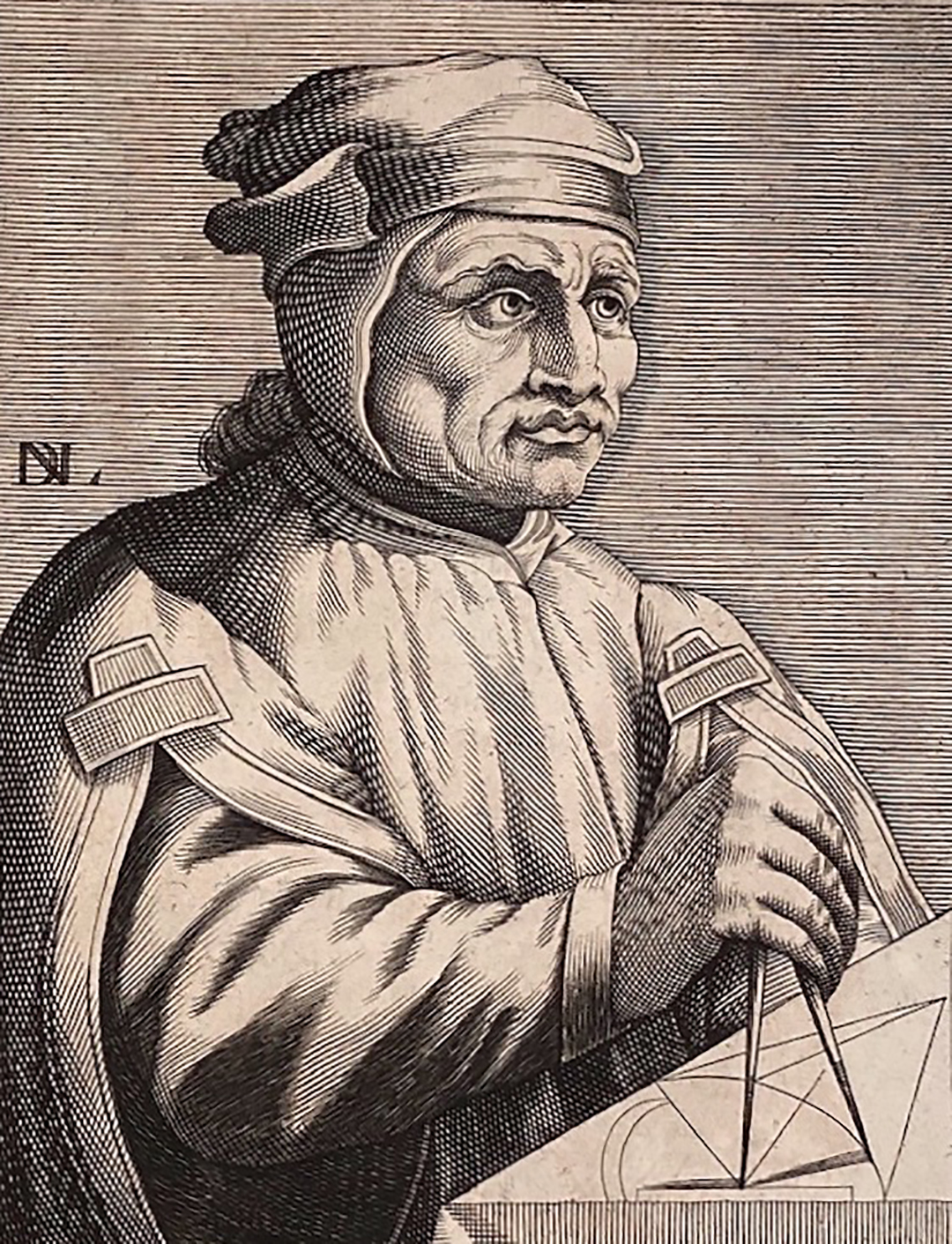 Bức chân dung của ông Arnolfo di Cambio, kiến ​​trúc sư kiêm điêu khắc gia người Ý, tranh khắc của ông Nicolas de Larmessin, năm 1682. (Ảnh: Tài sản công)