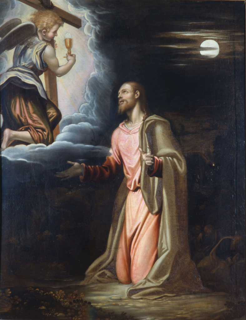 Tác phẩm “Christ in the Garden” (Đấng Christ bên trong Khu vườn) của họa sĩ Simone Peterzano, khoảng năm 1580–1590. Tranh sơn dầu trên vải canvas. Bảo tàng Diocesan tại Milan, nước Ý. (Ảnh: Tài sản công)