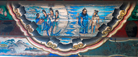 Đường Huyền Tông du ngoạn cung trăng, tranh trên hành lang Di Hòa Viên. (Ảnh: Tài sản công)