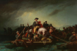 Hành động như Caesar và ý chí như Cato, ngài Washington đã đưa nước Mỹ đến gần hơn với chiến thắng và độc lập. Tác phẩm "Washington Crossing the Delaware," 1856–71, vẽ bởi George Caleb Bingham. Bảo tàng Nghệ thuật Chrysler, Virginia. (Ảnh: Tài sản công)