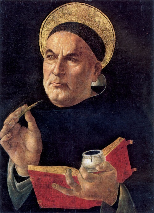 Nhà thần học thời Trung Cổ Thomas Aquinas sử dụng các phương thức hùng biện để nghiên cứu các niềm tin Cơ Đốc. Bức họa “Thomas Aquinas,” không rõ thời gian sáng tác, của họa sĩ Sandro Botticelli. (Ảnh: Tài sản công)