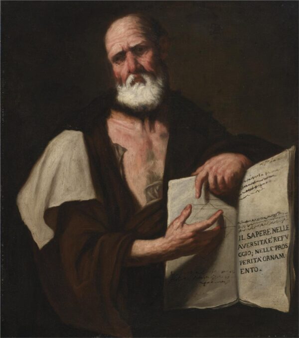 Tác phẩm “The Art of Rhetoric” (Nghệ Thuật Hùng Biện) của tác giả Aristotle là một cuốn sách hướng dẫn cho các nhà hùng biện trong nhiều thế kỷ. Bức tranh “Aristotle,” của họa sĩ Luca Giordano, vẽ năm 1653. (Ảnh: Tài sản công)