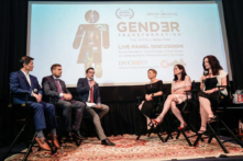 Các tham luận viên của hội thảo trình bày tại buổi chiếu phim tài liệu “Gender Transformation” (Chuyển Đổi Giới Tính) của The Epoch Times ở New York hôm 15/06/2023. (Ảnh: Samira Bouaou/The Epoch Times)
