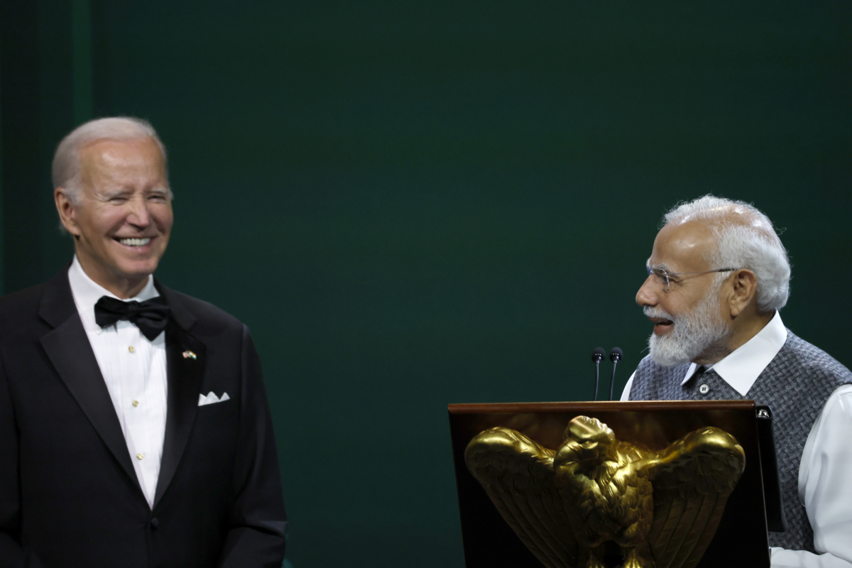 Tổng thống Hoa Kỳ Joe Biden, trái, cùng với Thủ tướng Ấn Độ Narendra Modi tại Tòa Bạch Ốc ở Hoa Thịnh Đốn hôm 22/06/2023. (Ảnh: Anna Moneymaker/Getty Images)
