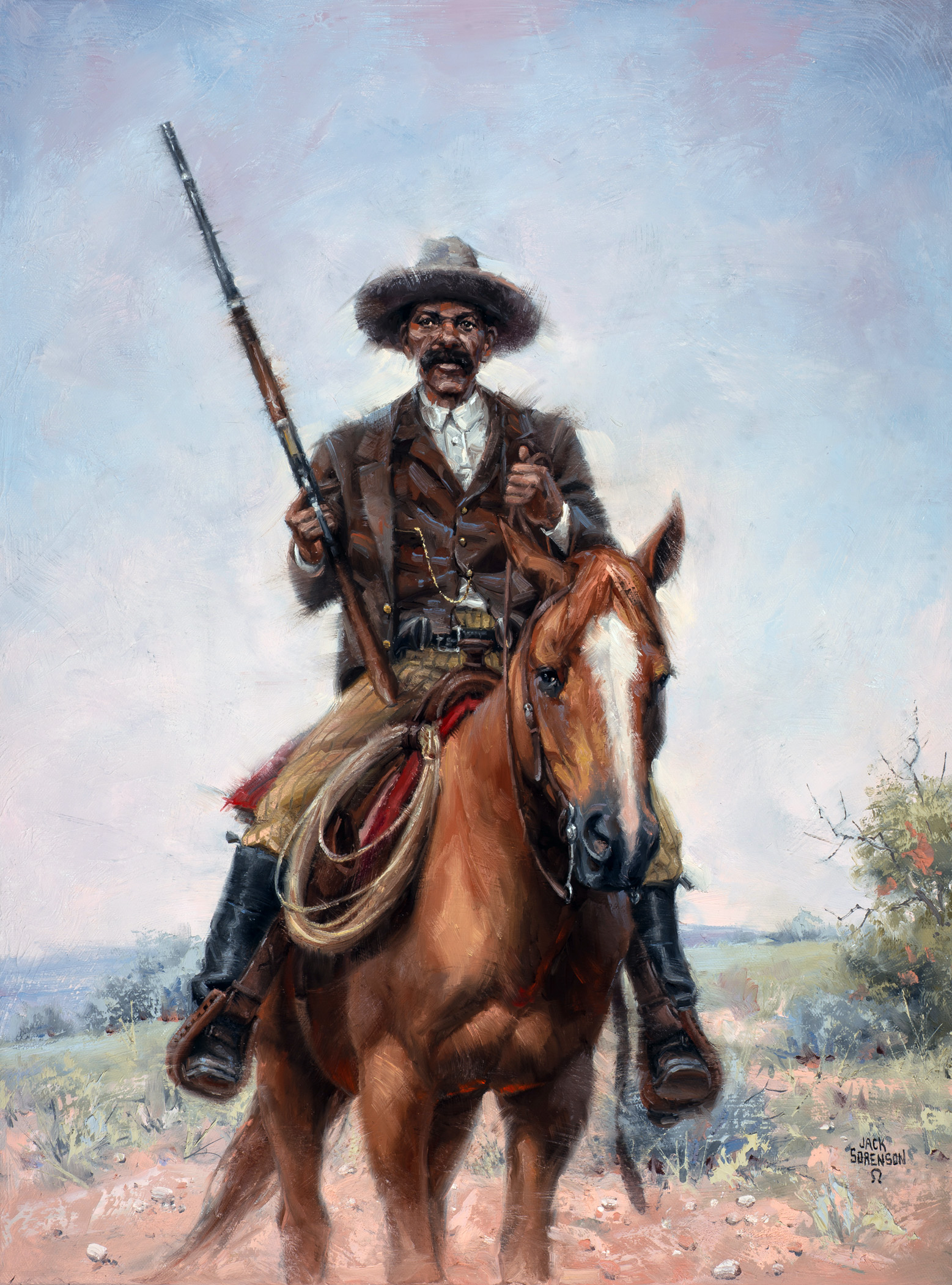 Tác phẩm “Bass Reeves, Lawman” (Sĩ quan cảnh sát Bass Reeves) vẽ bởi họa sĩ Jack Sorenson. (Ảnh: Đăng dưới sự cho phép của ©Jack Sorenson Fine Art, Inc.)