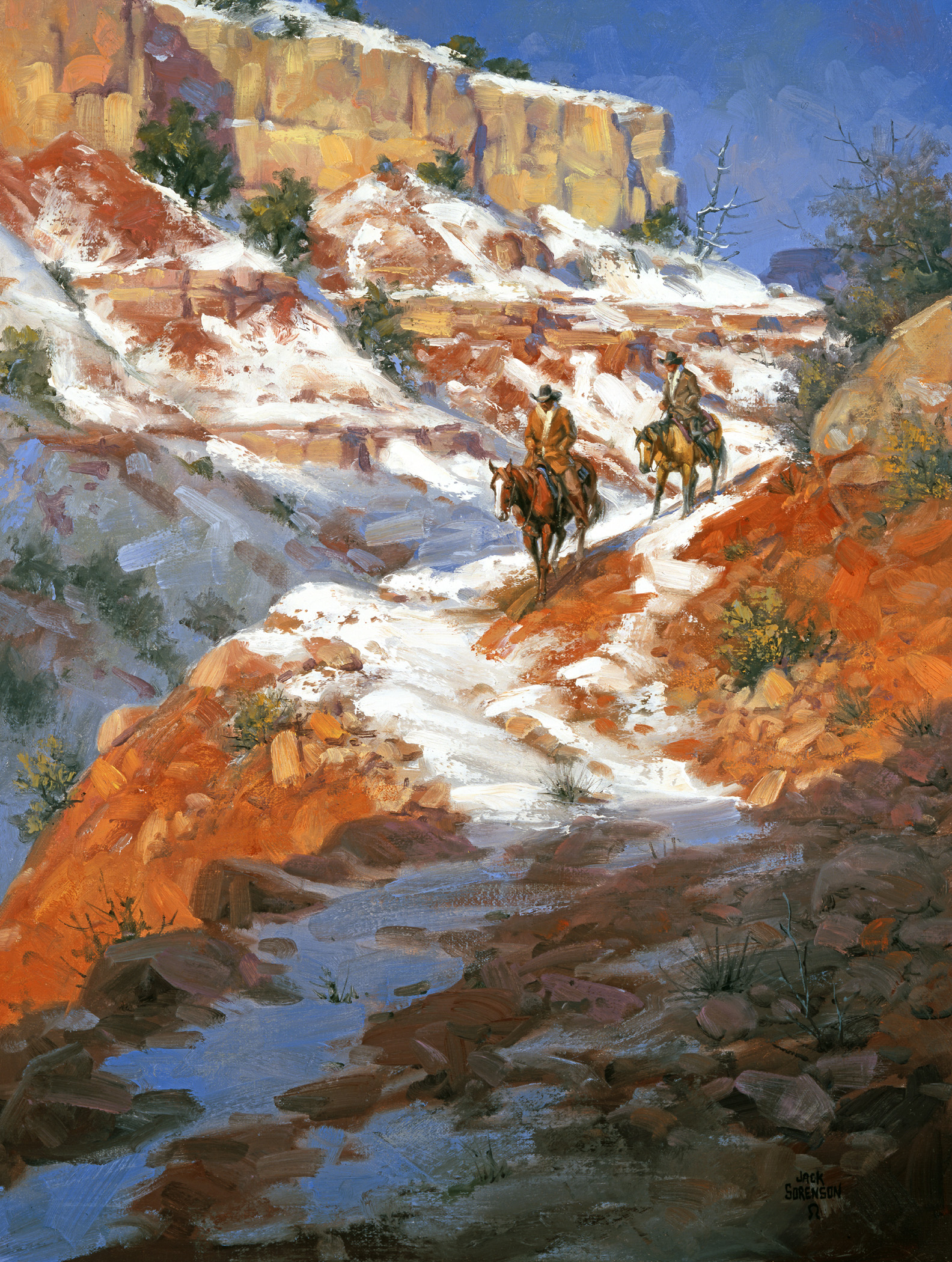 Tác phẩm “Cold Canyon Shadows” (Những Chiếc Bóng ở Hẻm Núi Lạnh Lẽo) của họa sĩ Jack Sorenson. (Ảnh: Đăng dưới sự cho phép của ©Jack Sorenson Fine Art, Inc.)
