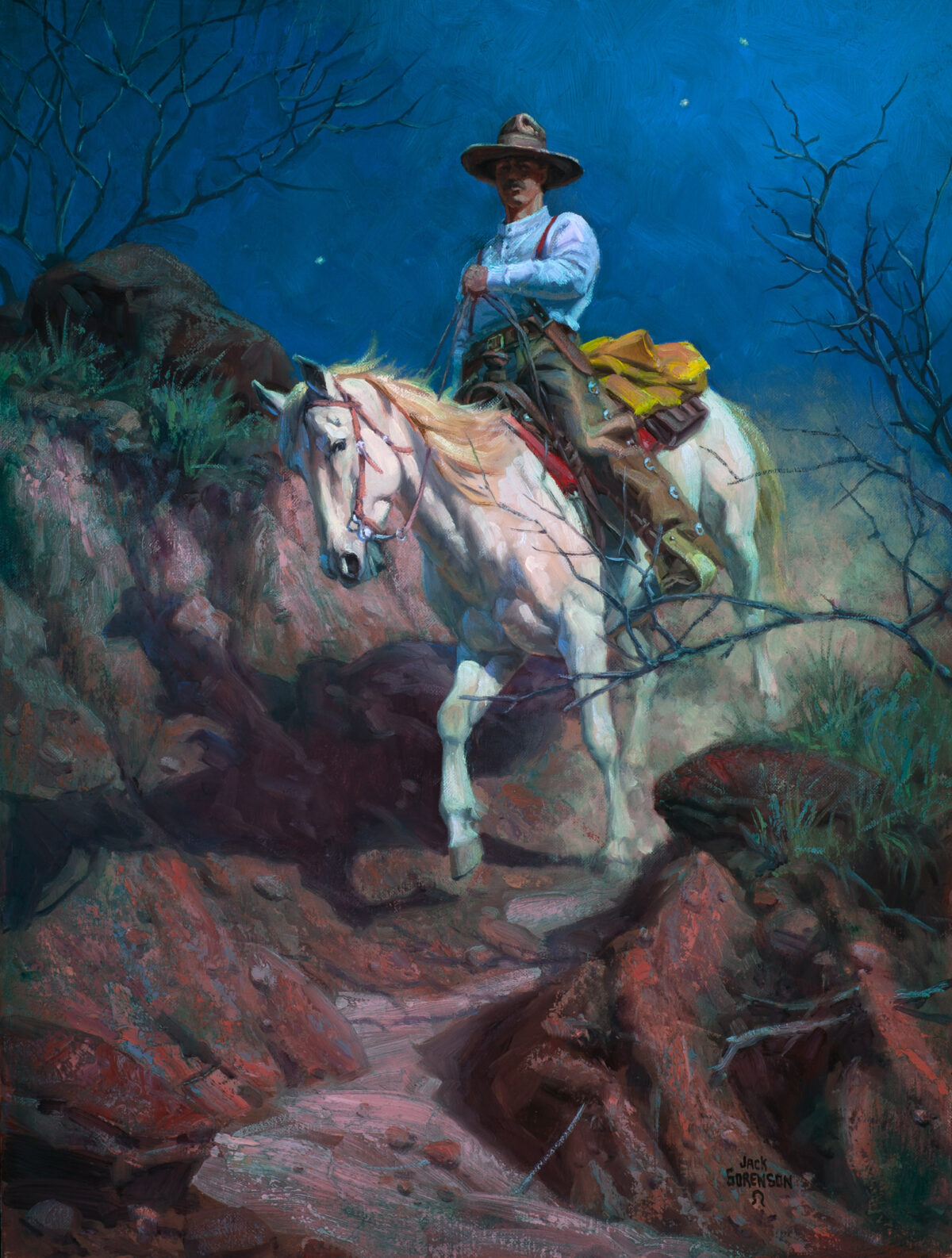 Tác phẩm “Moonlit Trail” (Đường Mòn Dưới Ánh Trăng) vẽ bởi họa sĩ Jack Sorenson. (Ảnh: Đăng dưới sự cho phép của ©Jack Sorenson Fine Art, Inc.)