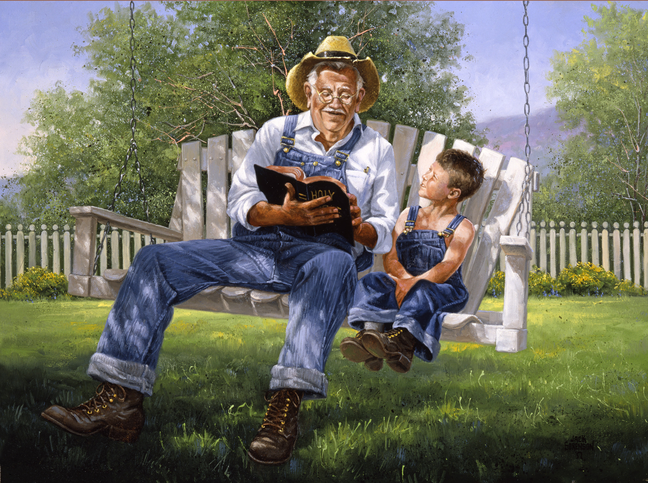 Tác phẩm “The Good Book” (Cuốn Sách Hay) vẽ bởi họa sĩ Jack Sorenson. (Ảnh: Đăng dưới sự cho phép của ©Jack Sorenson Fine Art, Inc.)