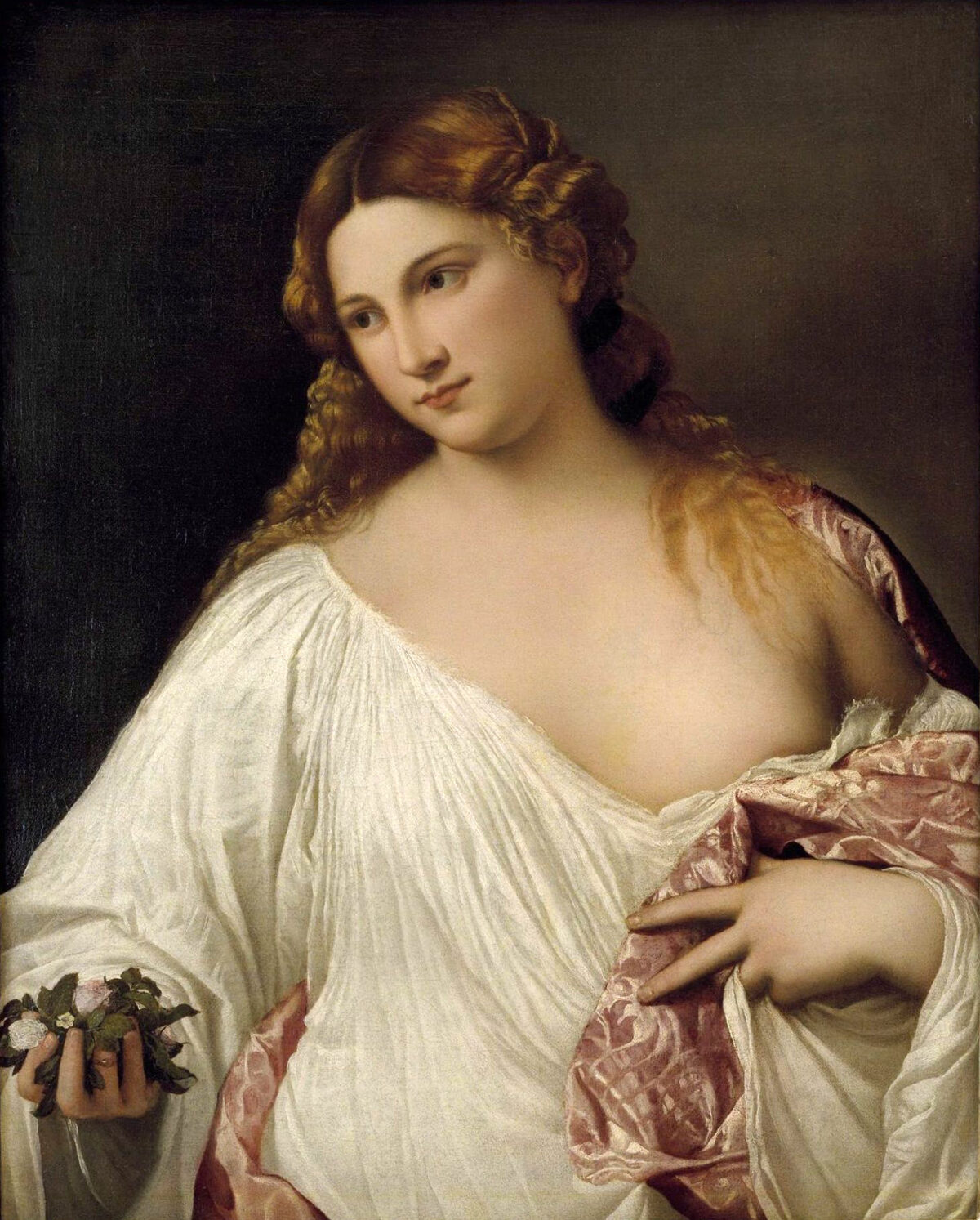 Bức họa “Flora” do danh họa Titian vẽ vào khoảng năm 1515. Tranh sơn dầu trên vải; Kích thước 79 cm x 68.8 cm. Tại phòng trưng bày Uffizi, Florence, Ý. (Ảnh: Tài sản công)