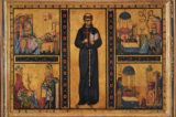 Tác phẩm “Saint Francis and Four Posthumous Miracles” (Thánh Francis và Bốn phép lạ sau khi qua đời) do Bộ Trưởng Ngân Khố Hungary vẽ khoảng năm 1253. Màu keo và vàng trên bảng vẽ; Kích thước: 45 1/4 inch x 63 inch x 5 1/2 inch. Bảo tàng Treasury của Vương cung thánh đường Thánh Francis, thành Assisi, nước Ý. (Kho ảnh lưu trữ của tu viện Sacred Convent dòng Thánh Francesco ở thành Assisi, nước Ý)