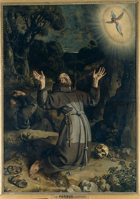 Tác phẩm “Saint Francis Receiving the Stigmata” (Thánh Francis Nhận Thánh tích), vẽ năm 1620, bởi họa sĩ Frans Pourbus Trẻ. Tranh sơn dầu trên vải canvas, Kích thước: 89 3/8 inch x 63 3/4 inch; Viện bảo tàng Louvre, Paris. (Ảnh: Gérard Blot/RMN-Grand Palais, Bảo tàng Louvre)