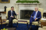 Tổng thống Joe Biden (Phải) gặp Thủ tướng Thụy Điển Ulf Kristersson tại Oval Office hôm 05/07/2023. (Ảnh: Drew Angerer/Getty Images)