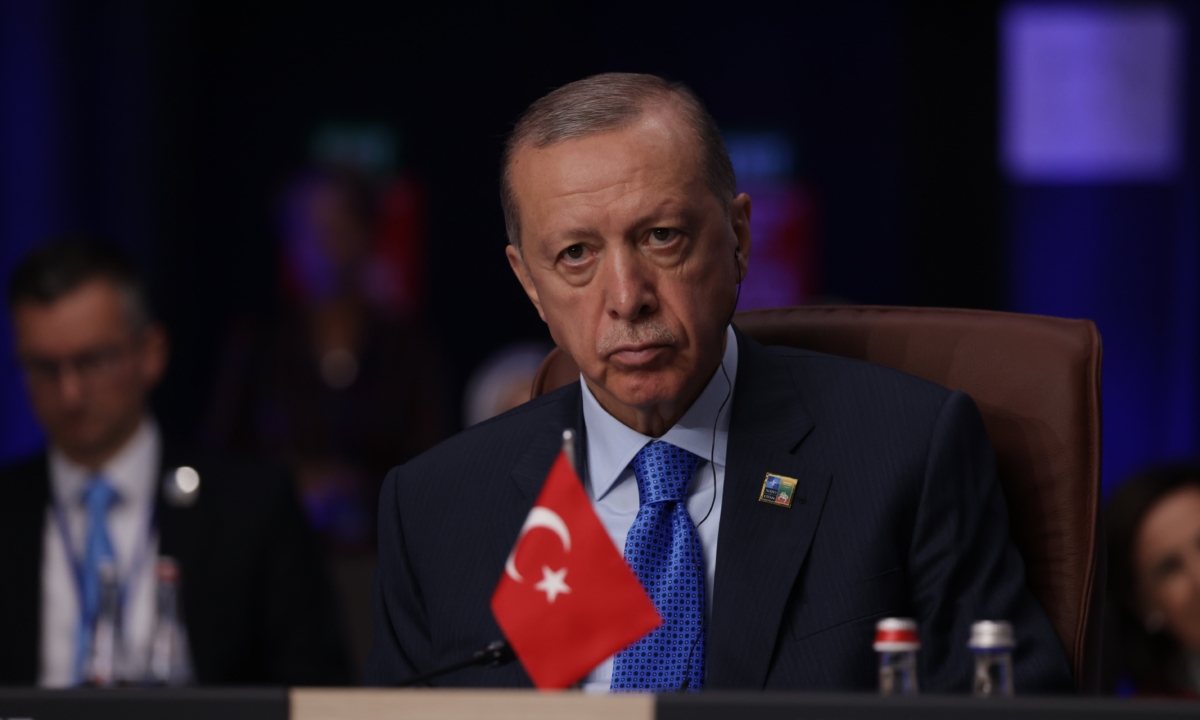 Tổng thống Thổ Nhĩ Kỳ Recep Tayyip Erdogan tham dự ngày đầu tiên của Hội nghị thượng đỉnh NATO 2023 tại Vilnius, Litva, hôm 11/07/2023. (Ảnh: Sean Gallup/Getty Images)