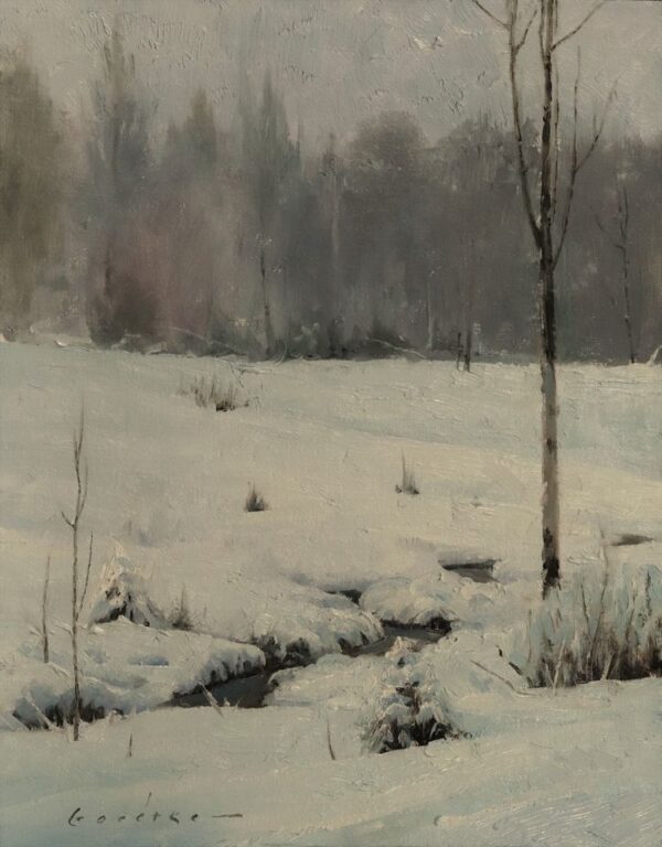 Một nghiên cứu về “Winter Dreamland” (Xứ sở mùa đông mộng mơ) của họa sĩ Jake Gaedtke, vẽ năm 2020. Tranh sơn dầu trên vải canvas; kích thước: 10 inch x 8 inch. (Ảnh: Jake Gaedtke)