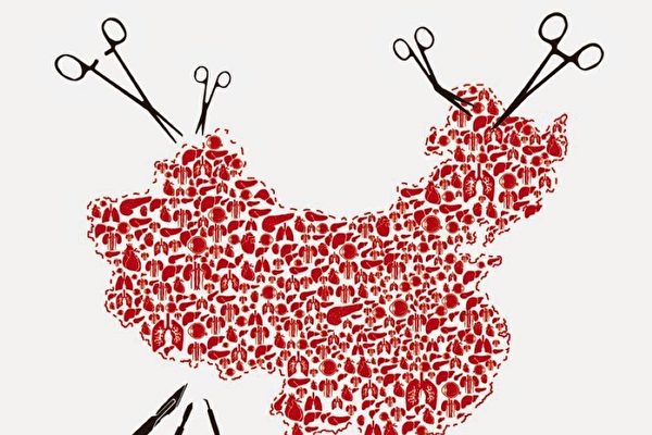 Tuyển tập đồ họa “Chấm dứt nạn thu hoạch nội tạng sống tại Trung Quốc,” tác phẩm đạt giải Đồng với nhan đề “Khấp quan” (Nước mắt của các cơ quan nội tạng) của họa sĩ Cao Vĩnh. (Ảnh: Hiệp hội chăm sóc cấy ghép nội tạng quốc tế Đài Loan cung cấp)