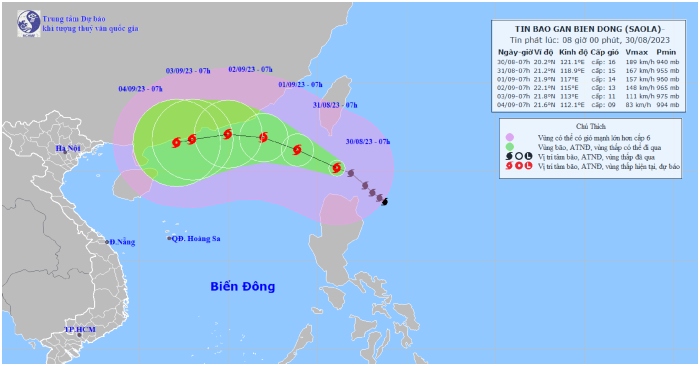 Bão Saola giật trên cấp 17, trở thành cơn bão số 3 ở Biển Đông