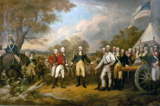 Tranh sơn dầu “Tướng Burgoyne đầu hàng” do họa sĩ người Mỹ John Trumbull vẽ. (Ảnh: Tài sản công)