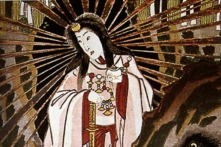 Tranh vẽ Nữ Thần Mặt Trời của Nhật Bản. Một phần bức tranh “Sự hiển hiện của Nham Hộ Thần Nhạc” do họa sĩ Utagawa Kunisada vẽ năm 1857. (Ảnh: Tài sản công)