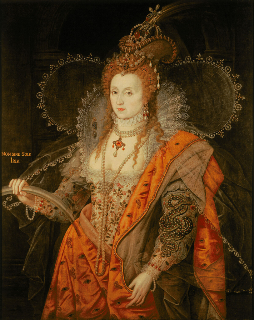 Bức tranh “Elizabeth I (The Rainbow Portrait)” (Nữ hoàng Elizabeth Đệ nhất — Bức chân dung cầu vồng) do họa sĩ Marcus Gheeraerts Con vẽ khoảng năm 1602. Tranh sơn dầu trên vải canvas, kích thước: 50 ⅜ inch x 40 inch. Hầu tước Salisbury, Nhà Hatfield, Hertfordshire. (Ảnh: Đăng dưới sự cho phép của Bảo tàng Nghệ thuật Cleveland)