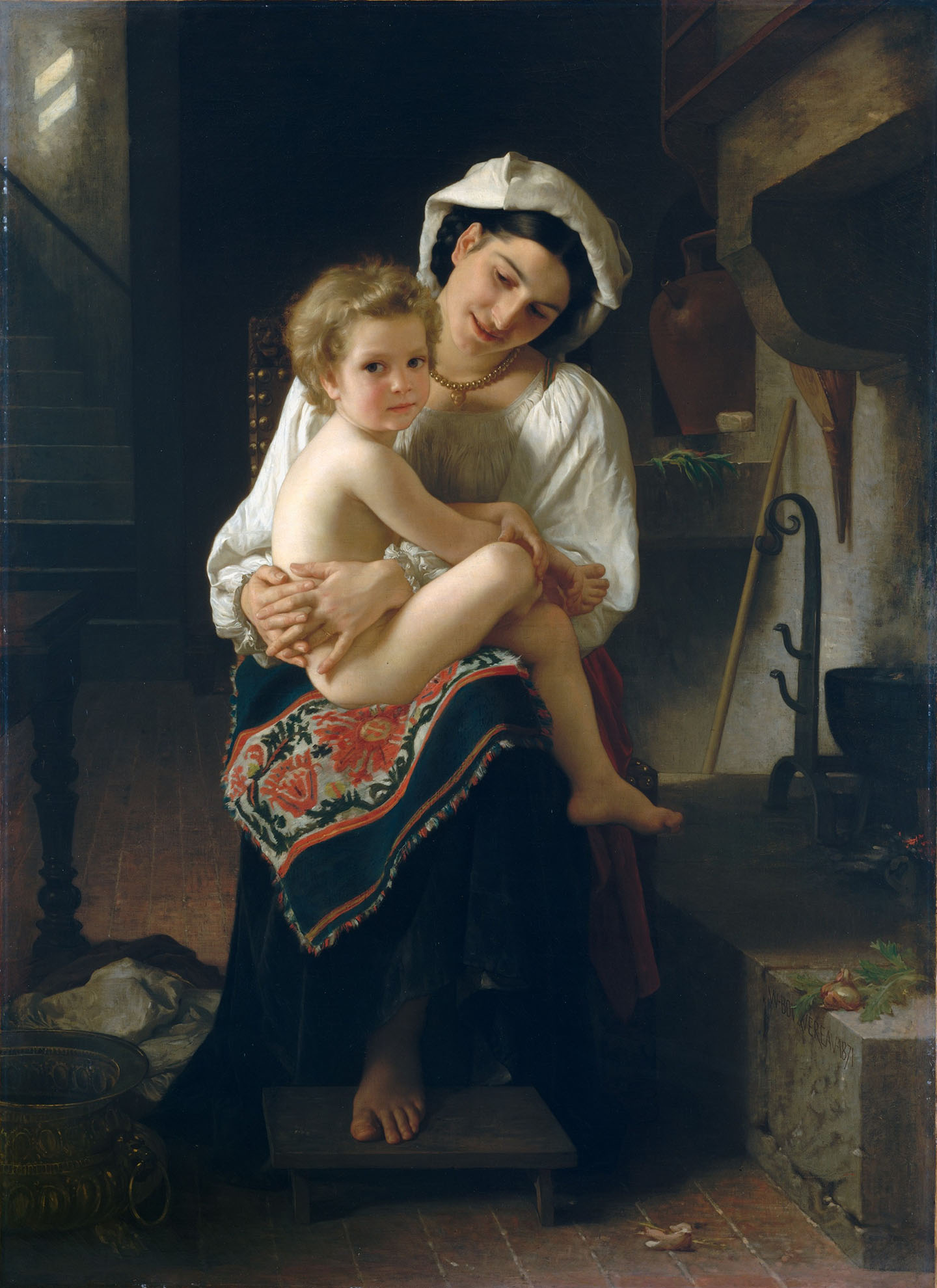 Tác phẩm “Young Mother Gazing at Her Child” (Người mẹ trẻ ngắm nhìn con của mình) của họa sĩ William Adolphe Bouguereau, năm 1871. Tranh sơn dầu trên vải canvas. Viện bảo tàng Nghệ thuật Metropolitan, Thành phố New York. (Ảnh: Tài liệu công cộng)