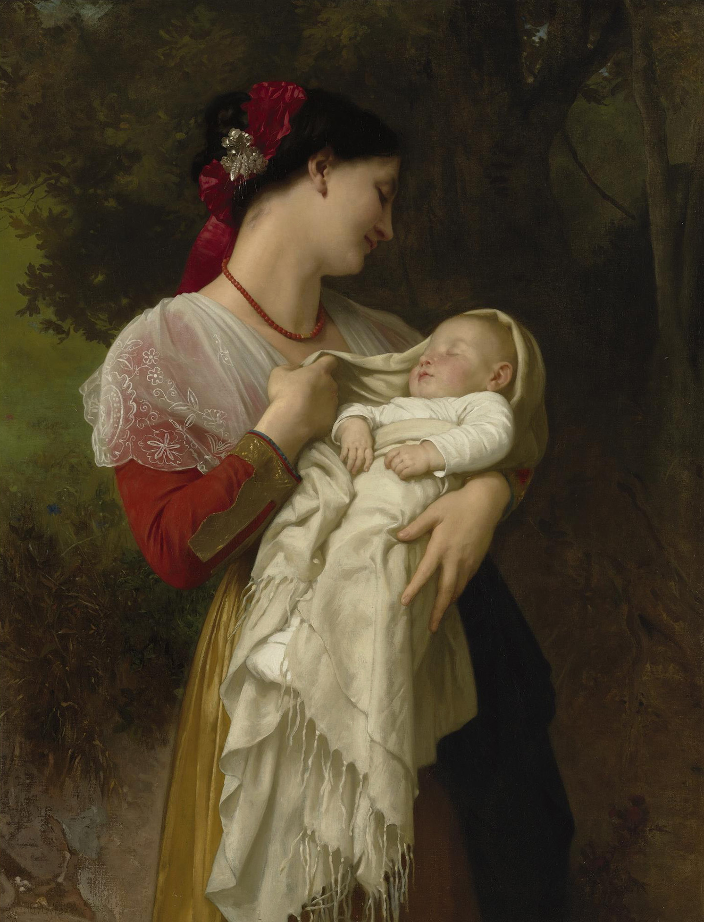 Tác phẩm “Maternal Admiration” của họa sĩ William Adolphe Bouguereau, năm 1869. Tranh sơn dầu trên vải canvas. Bộ sưu tập Tư nhân. (Ảnh: Tài liệu công cộng)