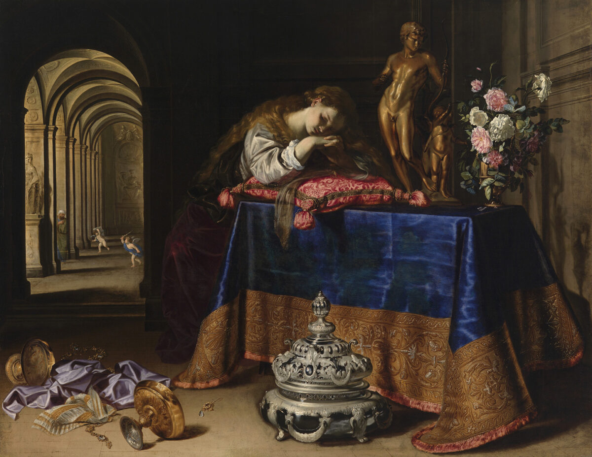 Tác phẩm “An Allegory of Repentance” (Chuyện ngụ ngôn về sự ăn năn) hoặc “Vanitas” của họa sĩ khuyết danh, sáng tác khoảng năm 1650-1660. Tranh sơn dầu trên vải canvas. Nhà Pollok, Glasgow. (Ảnh: Tài liệu công cộng)