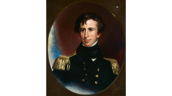 Vào năm 1838, trung úy Charles Wilkes dẫn đầu đoàn thám hiểm hải quân lên đường đi khám phá. Trung úy Charles Wilkes khi bắt đầu Cuộc thám hiểm Khám phá Hoa Kỳ, do họa sĩ Thomas Sully vẽ năm 1838–1842. Bảo tàng Học viện Hải quân Hoa Kỳ. (Ảnh: Tài liệu công cộng)
