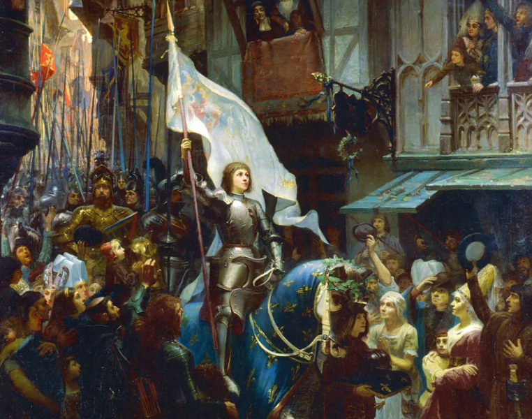 Bức tranh “Entree de Jeanne d’Arc à Orléans” (Thánh Jeanne xứ d’Arc tiến vào Orléans) của họa sĩ Jean-Jacques Scherrer, vẽ năm 1887. (Ảnh: Tài liệu công cộng)