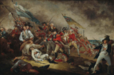 Tác phẩm “The Death of General Warren at the Battle of Bunker Hill” (Cái chết của Đại tướng Warren trong trận chiến Bunker Hill) của họa sĩ John Trumbull năm 1786. Tranh sơn dầu trên vải canvas; Kích thước: 19.7x29.7 inch. Quà tặng từ Howland S. Warren, Bảo tàng Mỹ thuật Boston. (Ảnh: Tài liệu công cộng)