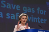 Chủ tịch Ủy ban  u Châu Ursula von der Leyen nói trong một cuộc họp báo sau cuộc họp của Ủy ban về gói ‘Tiết kiệm khí đốt cho một mùa đông an toàn’ tại trụ sở EU ở Brussels, vào ngày 20/07/2022. (Ảnh: John Thys/AFP qua Getty Images)