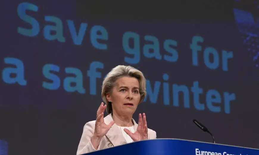 Chủ tịch Ủy ban  u Châu Ursula von der Leyen nói trong một cuộc họp báo sau cuộc họp của Ủy ban về gói ‘Tiết kiệm khí đốt cho một mùa đông an toàn’ tại trụ sở EU ở Brussels, vào ngày 20/07/2022. (Ảnh: John Thys/AFP qua Getty Images)