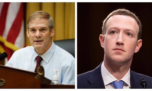 Chủ tịch Ủy ban Tư pháp Hạ viện, Dân biểu Jim Jordan (Cộng Hòa-Ohio) và Tổng giám đốc Meta Mark Zuckerberg trong một bức ảnh tư liệu. (Ảnh: Madalina Vasiliu/The Epoch Times; Samira Bouaou/The Epoch Times)