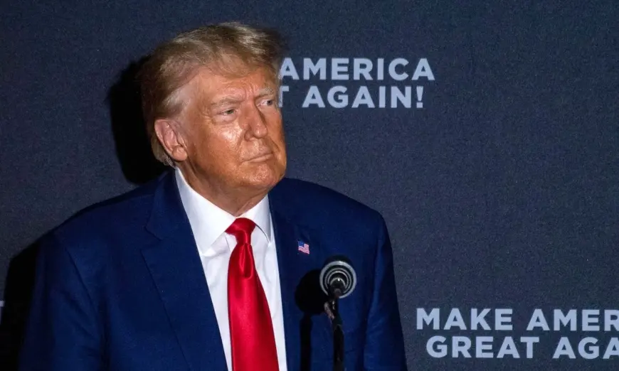 Cựu Tổng thống và là ứng cử viên tổng thống năm 2024 Donald Trump diễn thuyết trong một cuộc vận động tranh cử tại Trường Trung học Windham ở Windham, New Hampshire, hôm 08/08/2023. (Ảnh: Joseph Prezioso/AFP qua Getty Images)
