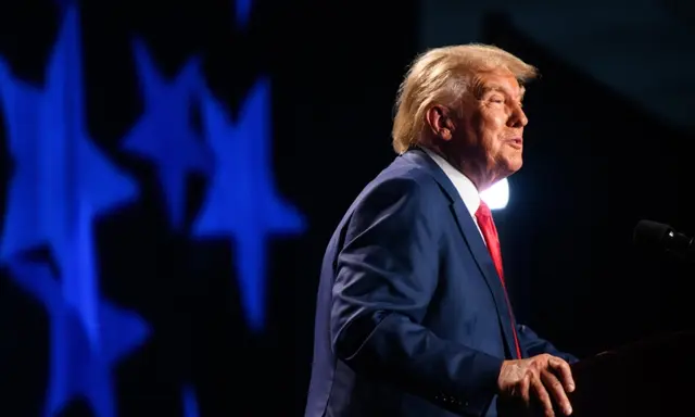 Cựu Tổng thống Donald Trump nói tại Columbia, South Carolina, hôm 05/08/2023. (Ảnh: Melissa Sue Gerrits/Getty Images)