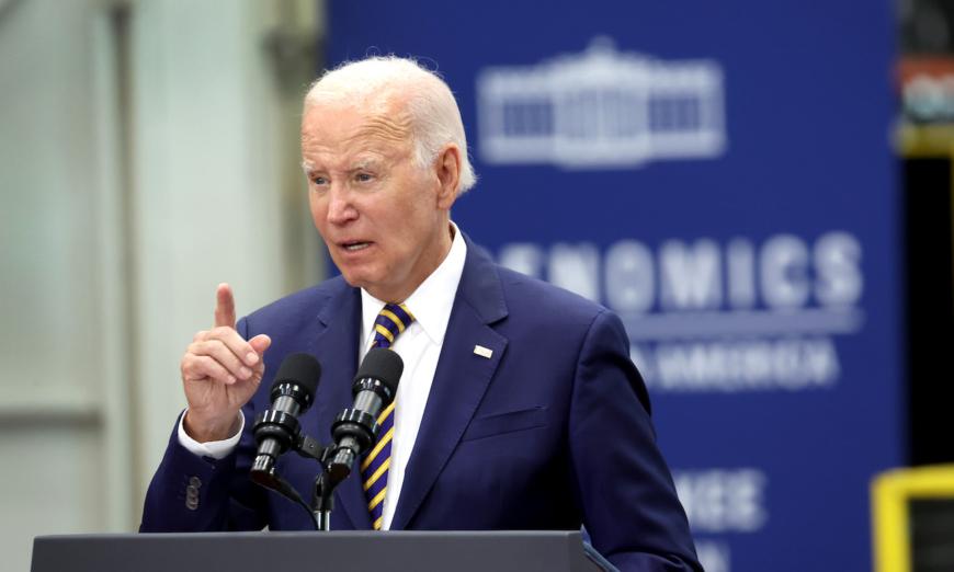 Tổng thống Joe Biden trình bày tại Milwaukee, Wisconsin, hôm 15/08/2023. (Ảnh: Scott Olson/Getty Images)