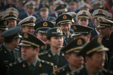Ngày 03/05/2023, đại biểu quân đội ĐCSTQ đến Đại lễ đường Nhân dân trước lễ khai mạc “Lưỡng hội.”. (Ảnh: Feng Li/Getty Images)