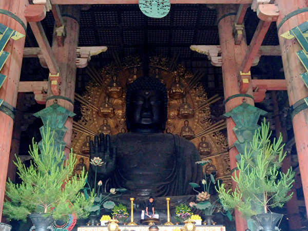 Tên gọi chính thức của Đại Phật Nara là “Lô Xá Na Phật” (Lushana Buddha). Đây là tượng Phật bằng đồng mạ vàng lớn nhất trên thế giới. (Ảnh: Vương Gia Ích/Epoch Times)