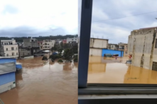 Từ ngày 10/09 đến ngày 11/09, xảy ra lũ lụt ở huyện Bác Bạch, thành phố Ngọc Lâm, tỉnh Quảng Tây. (Ảnh: Tổng hợp ảnh chụp màn hình video)