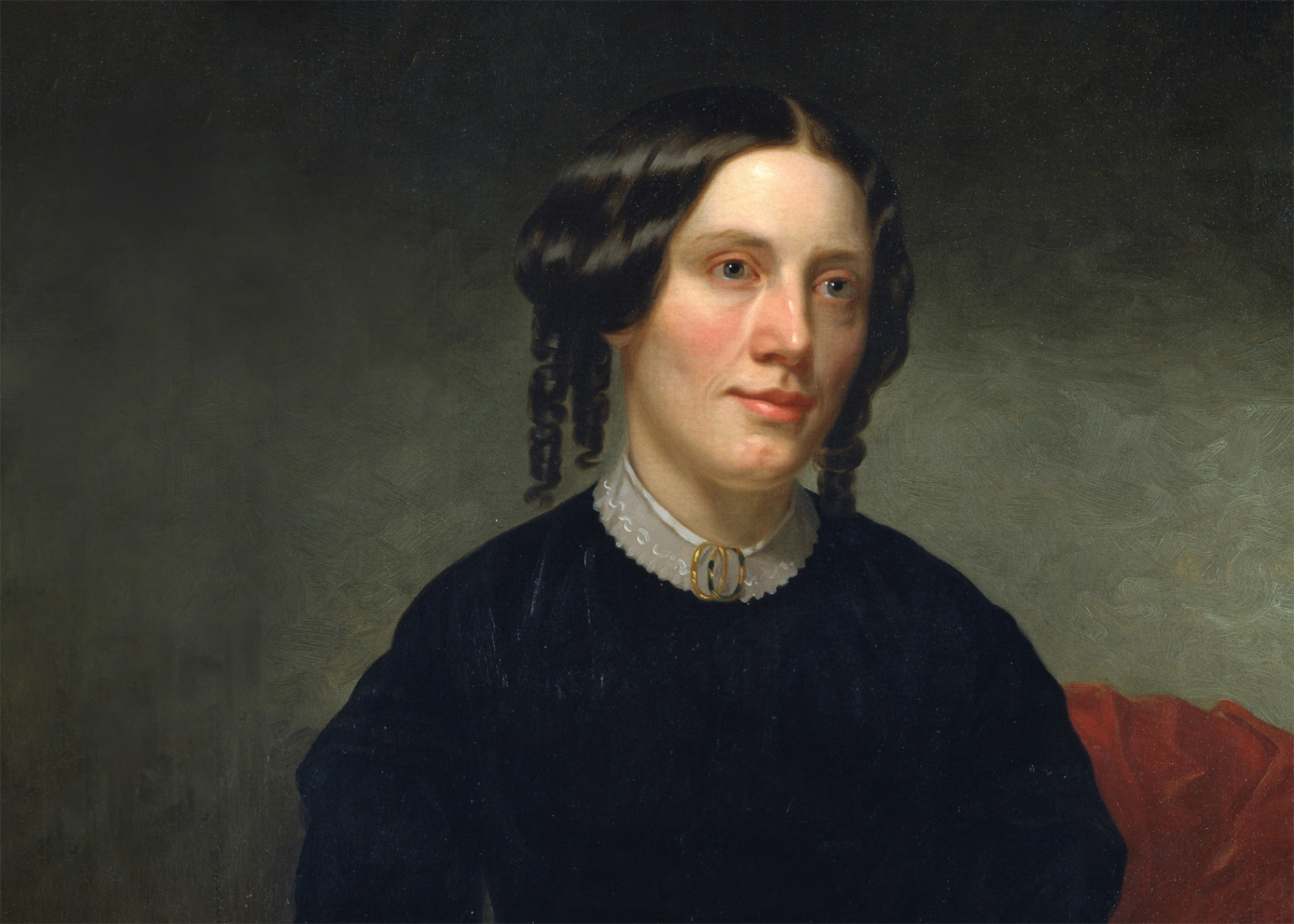Một phần của bức tranh “Harriet Beecher Stowe” của họa sĩ Alanson Fisher vẽ năm 1853. Sơn dầu trên vải canvas. Phòng trưng bày Chân dung Quốc gia, Thủ đô Hoa Thịnh Đốn (Ảnh: Tài liệu công cộng)
