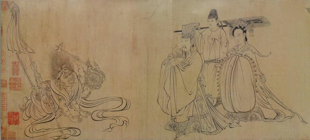 Phần cuối cùng của bức tranh cuộn “The Birth of Shakyamuni” (Đức Phật Thích Ca Mâu Ni đản sinh) do họa sĩ Ngô Đạo Tử vẽ, từ năm 680–740. (Ảnh: Tài liệu công cộng)