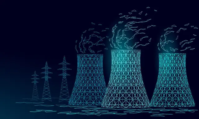 Mô hình thiết kế tháp làm mát nhà máy điện hạt nhân. (Ảnh: LuckyStep/Adobe Stock)