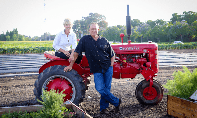 Ông Dan và bà Anne Manassero tại trang trại của họ ở Irvine, California. (Ảnh: Trang trại Manassero)