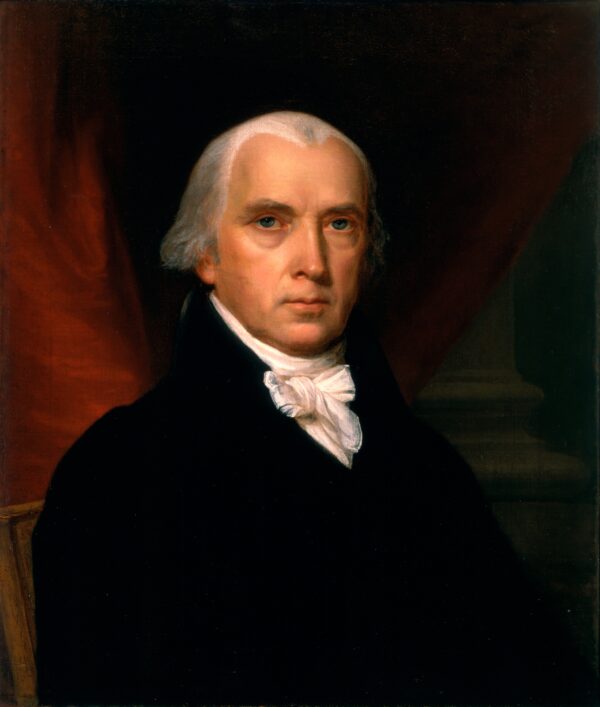 Tác phẩm tranh sơn dầu trên vải “James Madison” của John Vanderlyn, năm 1816. Tòa Bạch Ốc, thủ đô Hoa Thịnh Đốn. (Ảnh: Tài sản công)