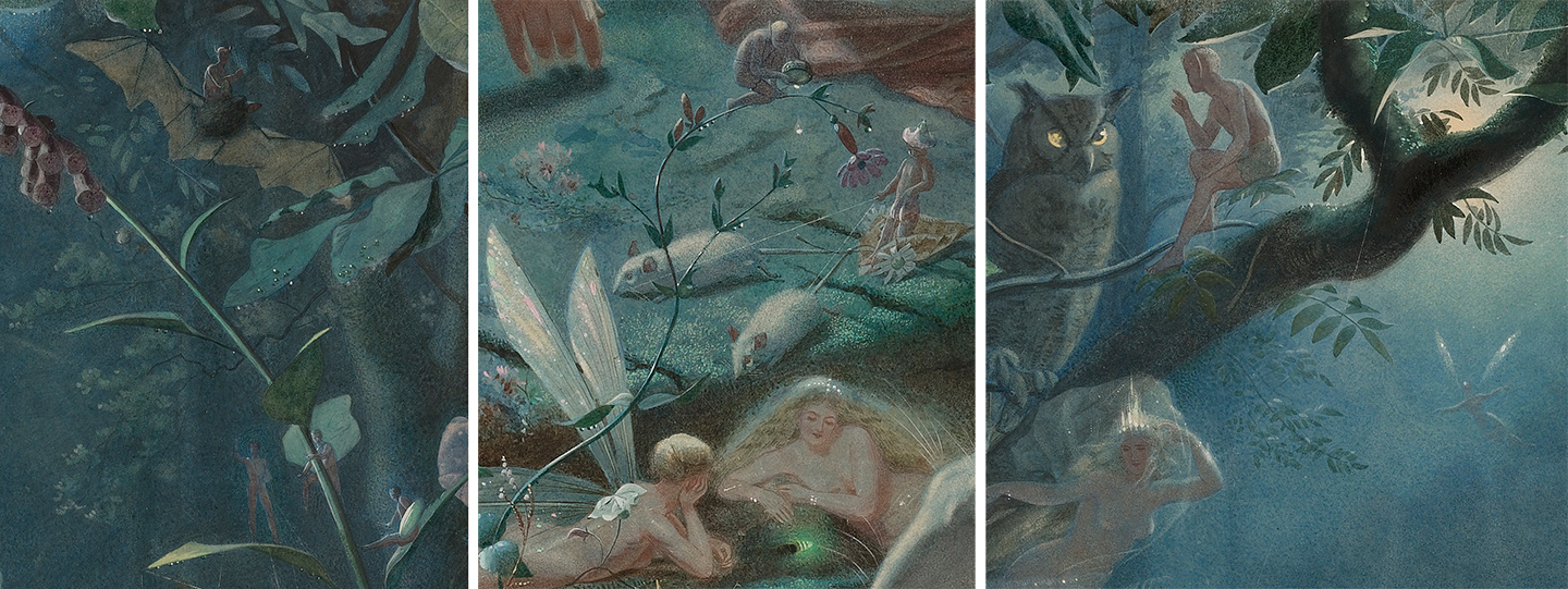 Một chi tiết về các thần tiên trong bức tranh “Hermia và Lysander, ‘Giấc mộng đêm hè’” của họa sĩ John Simmons, năm 1870.